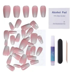 Blush Fade Press On Nails - Short Coffin