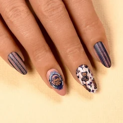 Canterbury (B524) - Cream Navy Blue Stamping Polish