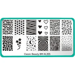 Classic Beauty: Hearts + Stars (XL355) - Nail Stamping Plate