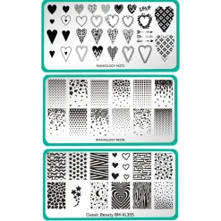 Classic Gradients & Hearts: Set of 3 Nail Stamping Plates