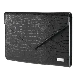 Faux Leather Envelope Style Nail Stamping Plate Organizer Case - Black Croc