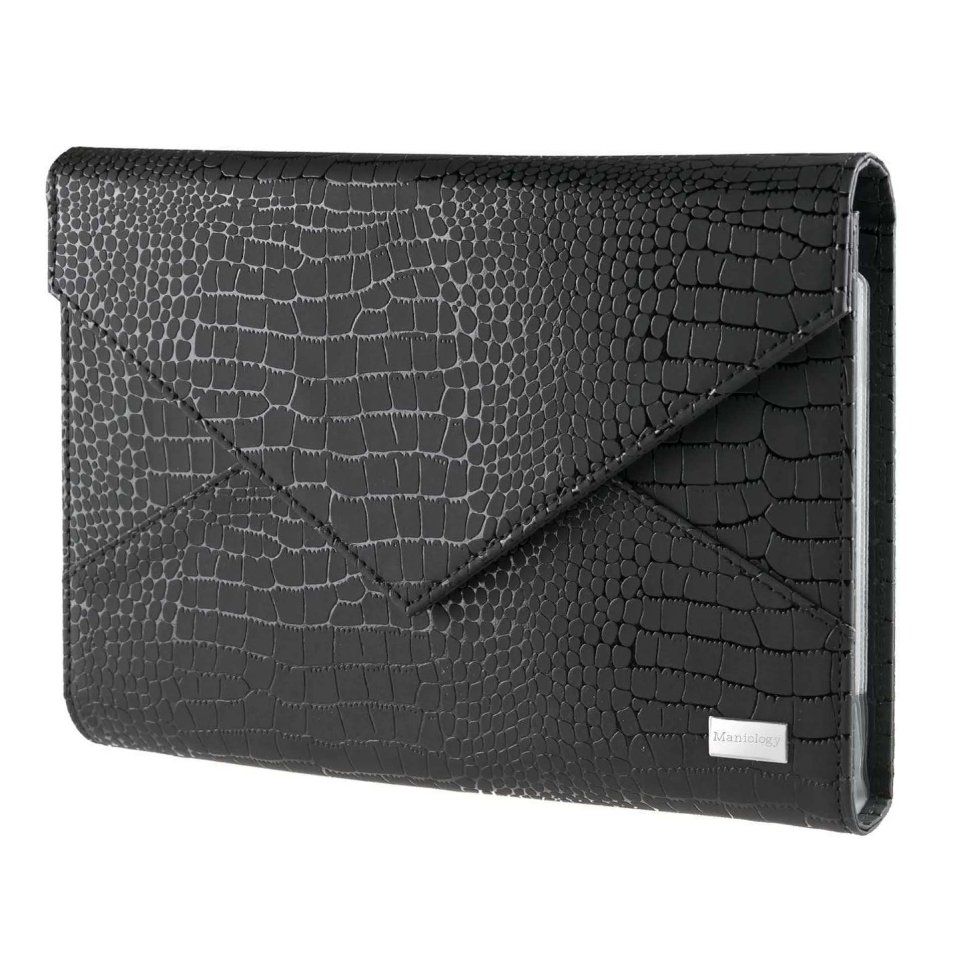 Faux Leather Envelope Style Nail Stamping Plate Organizer Case - Black Croc