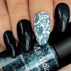 Flicker (B447) - Dark Teal Stamping Polish with Holographic Glitters