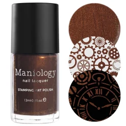 Gaslamp (B480) - Chocolate Brown with Gold Shimmer Stamping Polish