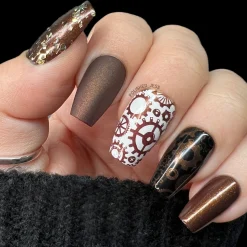Gaslamp (B480) - Chocolate Brown with Gold Shimmer Stamping Polish
