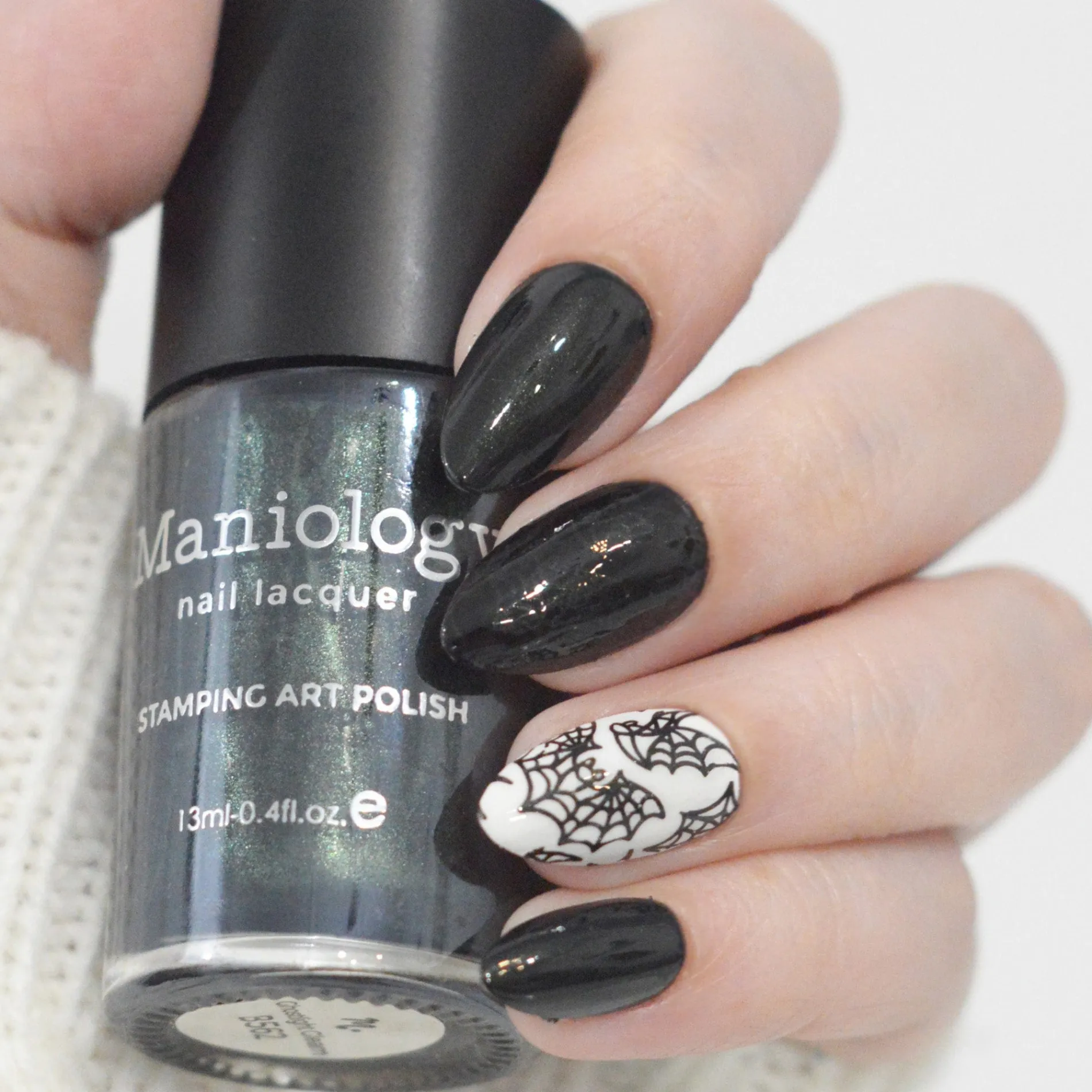 Ghostlight Gleam (B562) - Black with Iridescent Green Shimmer Stamping Polish