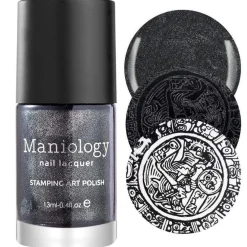 Grimm's Nightfall: Mirror, Mirror (B220)- Smoky Black Metallic Stamping Polish