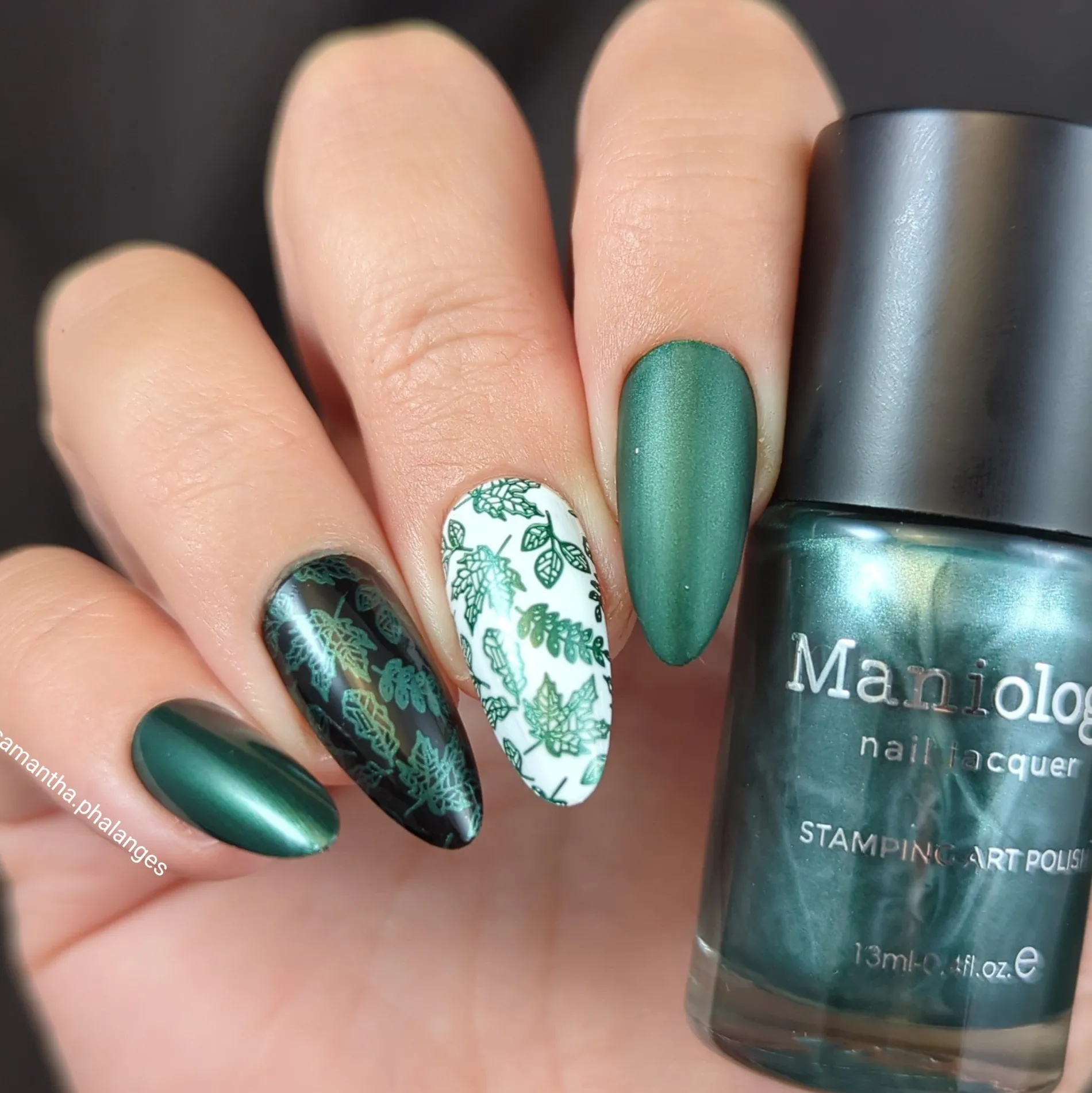Harvest Hues: Falling Leaves (B529) - Green Metallic Stamping Polish