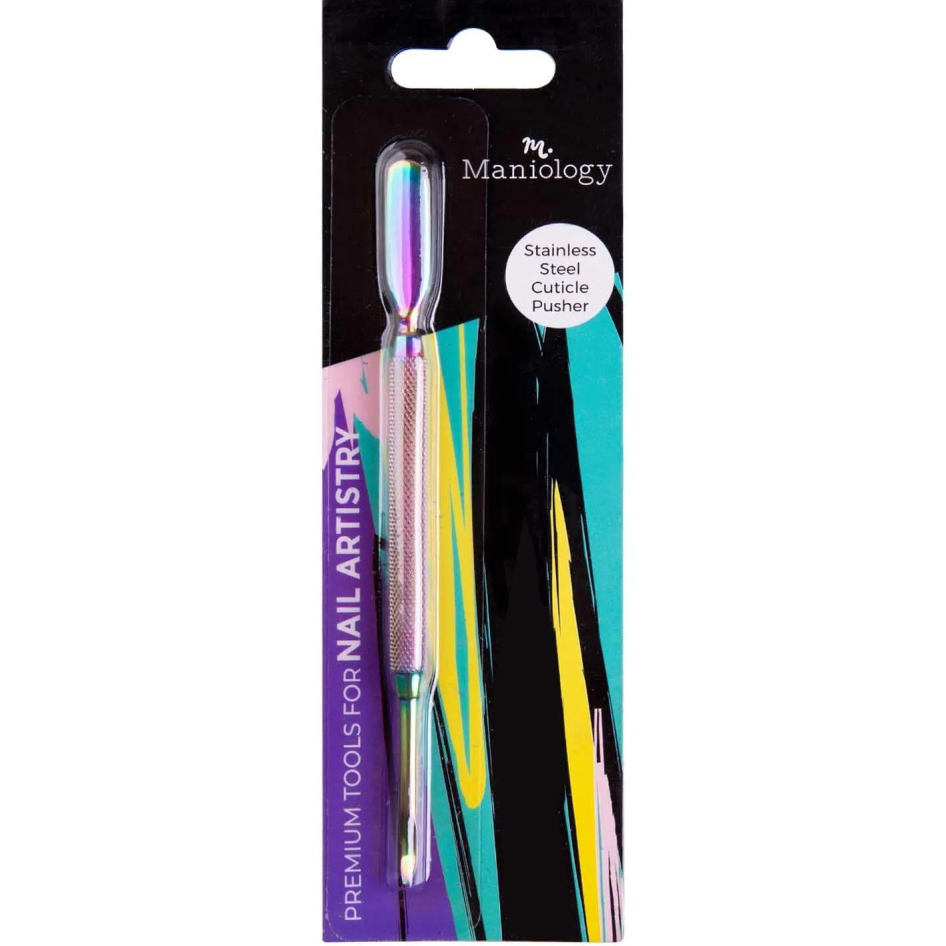 2-in-1 Double-Sided Stainless Steel Cuticle Pusher - Iridescent Rainbow Finish