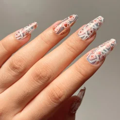 Iridescent Clear Press On Nails - Medium Coffin