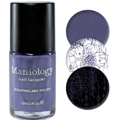 Jeweled Petals (B583) - Dark Purple Creme Shimmer Stamping Polish