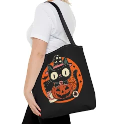Kitty Halloween Black Tote Bag