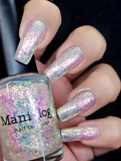 Ocean Crush: Deep Dive (P147) - Iridescent Green/Pink Jelly Flakies Nail Polish