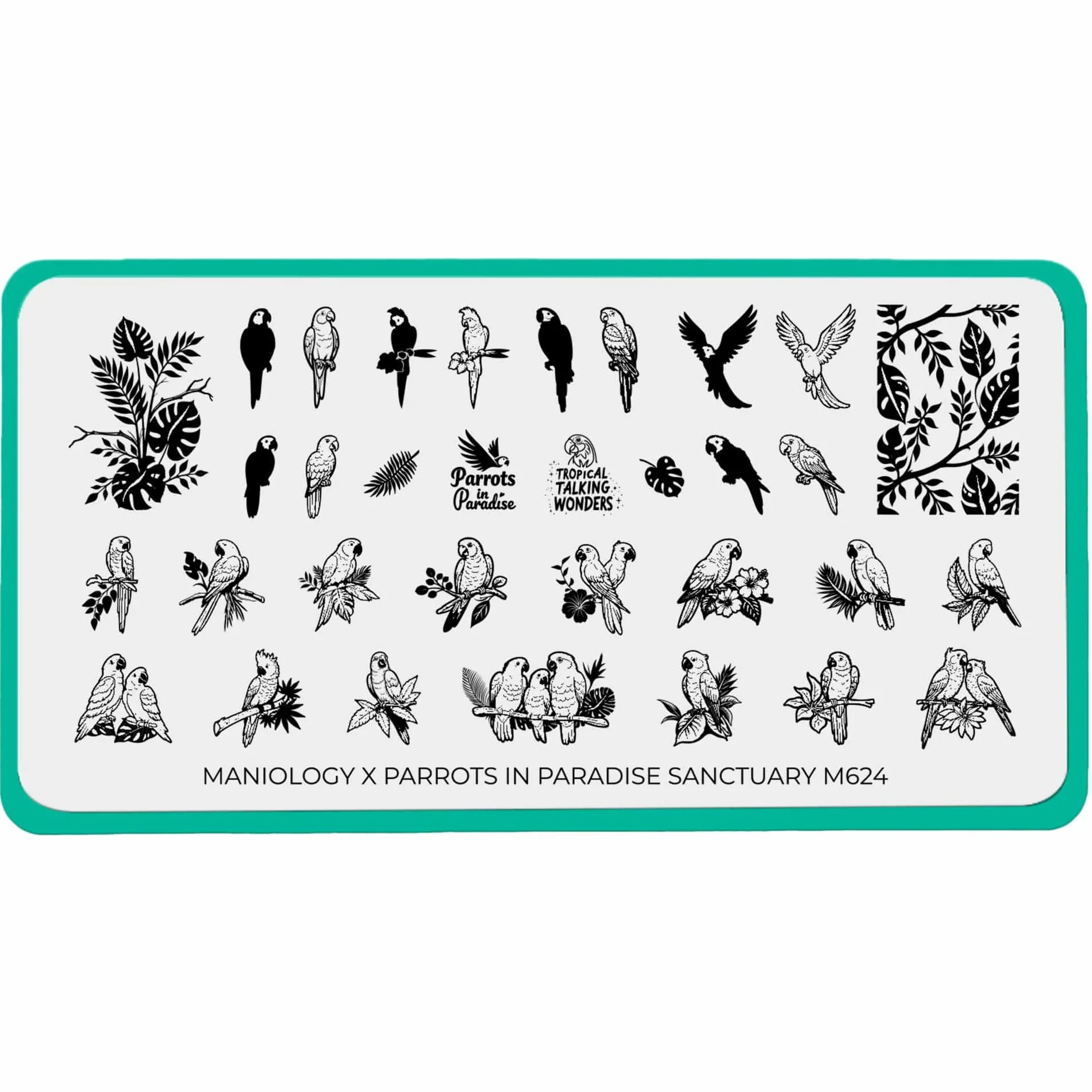 Parrots in Paradise Sanctuary (M624) - Nail Stamping Plate