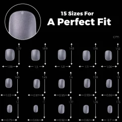 300pcs Full Cover Nail Tips for Extension in 15 Sizes - XS Squoval