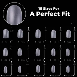 300pcs Full Cover Nail Tips for Extension in 15 Sizes - Short Round