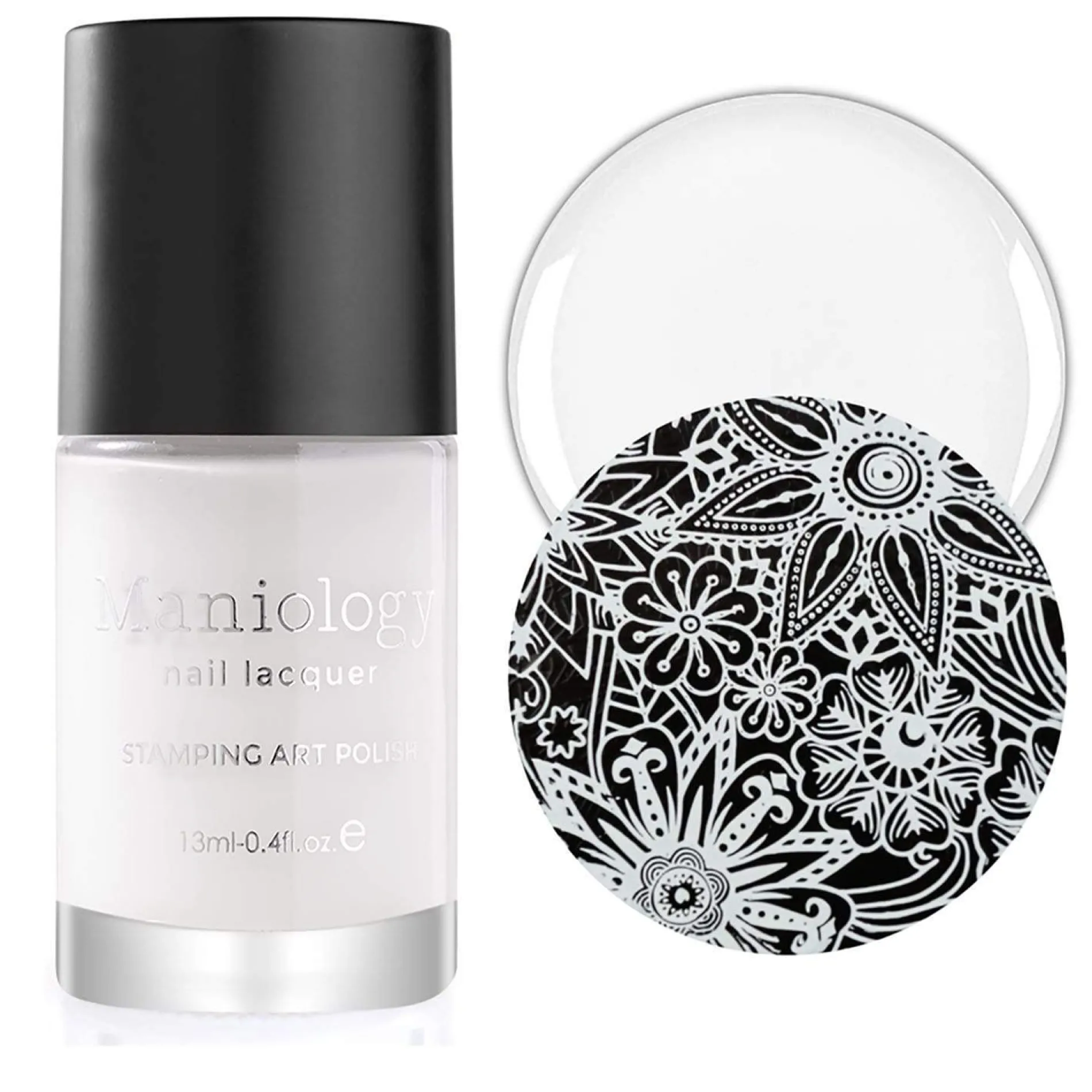Perfect Trio - Bam! White + Straight Up Black Stamping Polish + Smudge Free Top Coat 3pc Bundle