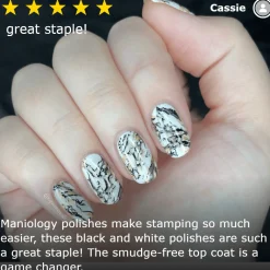 Perfect Trio - Bam! White + Straight Up Black Stamping Polish + Smudge Free Top Coat 3pc Bundle