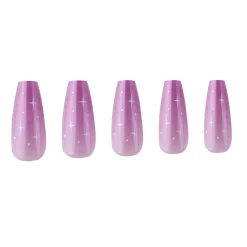 Purple Nebula Press On Nails - Medium Coffin